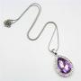 2pcs Sofia Amulet Necklace Teardrop Amethyst Pendant Necklace Sofia The First Princess Costumes Jewelry Girls Necklace