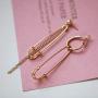 QIAN0813 Fashion Long Tassel Asymmetric Safety Pin Chain U Shaped Drop Earring Exaggerate Dangle Earrings for Women Men Punk Jewelry