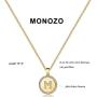 MONOZO Disc Initial Necklace for Women, 14k Gold Filled CZ Initial Letter Pendant Necklace Dainty Disc A-Z Alphabet Necklace Jewelry Gifts for Women Teen Girls