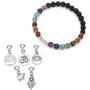 Top Plaza 7 Chakra Reiki Healing Crystal Bead Charm Bracelet Necklace Set Lava Rock Stone Aromatherapy Essential Oil Diffuser Stretch Bracelets Necklaces with 5 Replaceable Charms