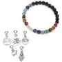 Top Plaza 7 Chakra Reiki Healing Crystal Bead Charm Bracelet Necklace Set Lava Rock Stone Aromatherapy Essential Oil Diffuser Stretch Bracelets Necklaces with 5 Replaceable Charms