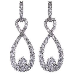 Wedding Earrings for Bridesmaids Gift - Elegant Sterling Silver Sparkly Teardrop CZ Cubic Zirconia Crystal Rhinestone Drop Earrings Bridal Accesories Jewelry for Women Girls Hypoallergenic
