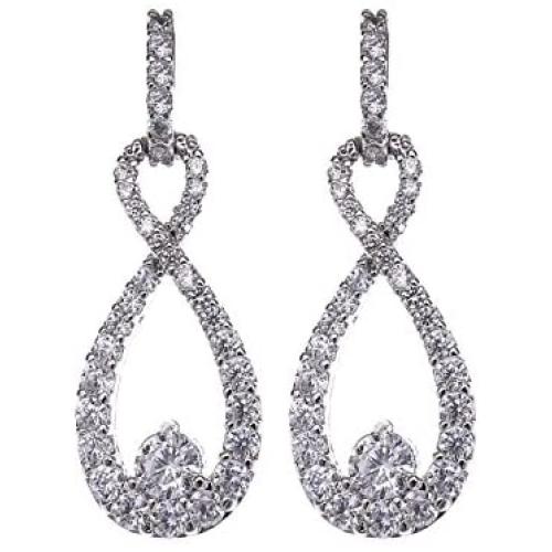 Wedding Earrings for Bridesmaids Gift - Elegant Sterling Silver Sparkly Teardrop CZ Cubic Zirconia Crystal Rhinestone Drop Earrings Bridal Accesories Jewelry for Women Girls Hypoallergenic
