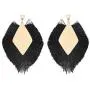 RIAH FASHION Bohemian Silky Thread Tassel Statement Drop Earrings - Geometric Strand Fringe Diamond Fan, Triangle Duster Dangles