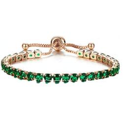 FuSi Womens Slider Tennis Chain Crystal Bracelet Gold Silver 4MM Crystal Zirconia Shiny Crystal Slip Full Diamond Jewelry Bracelet for Valentines Day,Birthday Present,5.9''+1.58'' Chain