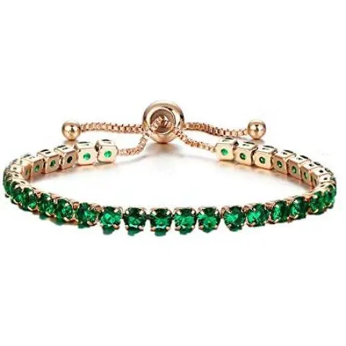 FuSi Womens Slider Tennis Chain Crystal Bracelet Gold Silver 4MM Crystal Zirconia Shiny Crystal Slip Full Diamond Jewelry Bracelet for Valentines Day,Birthday Present,5.9''+1.58'' Chain