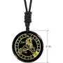 Yatming Engraved Round Stone Pendant for Men and Women, Healing Crystal Black Obsidian Amulet Necklace with Adjustable Rope Yatming Engraved Round Stone Pendant for Men and Women, Healing Crystal Black Obsidian Amulet Necklace with Adjustable Rope