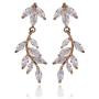 Women’s Cubic Zirconia Wedding Earrings - Sterling Silver Crystal CZ Rhinestone Cluster Floral Leaf Bridal Chandelier Earrings for Bride Bridesmaids Mother of Bride Party Prom Costume Jewelry