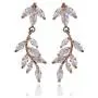 Women’s Cubic Zirconia Wedding Earrings - Sterling Silver Crystal CZ Rhinestone Cluster Floral Leaf Bridal Chandelier Earrings for Bride Bridesmaids Mother of Bride Party Prom Costume Jewelry