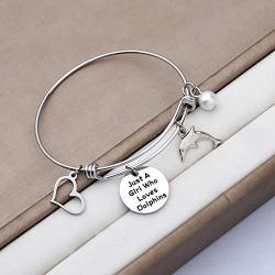 FAADBUK Funny Dolphins Bracelet Animal Lover Gift Just A Girl Who Loves Dolphins Jewelry Bracelet Dolphins Lover Gift Dolphins Jewelry