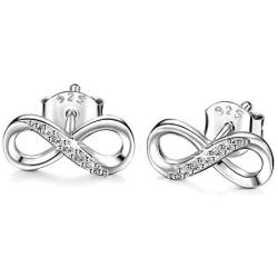 Women Earrings Studs 925 Sterling Silver Dangle Drop Earrings Infinity Love Round Cut CZ Diamond Jewelry Women Girls Gift for Valentines Day