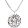 VASSAGO Stainless Steel First Pentacle of the Sun Pendant Necklace Key of Solomon Seal Round Charm Wide Chain Talisman Jewelry Men