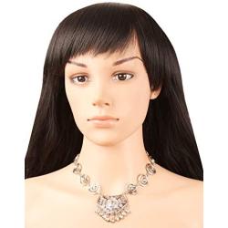 Touchstone Indian Bollywood Tribal Boho Gypsy Oxidized Jewelry Beautiful Hand Cut Motifs Designer Jewelry Necklace Set in Oxidized Silver Tone for Women.