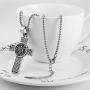 AsAlways Stainless Steel Freemason Symbol Masonic Eternal Celtic Cross Irish Knot Pendant Necklace, 22+2''Link Chain,