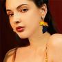 D.Rosse 2 Pairs African Map Wooden Dangle Earrings Ethnic Style African Multicolor Drop Earrings for Women Bohemia Style Jewelry Set