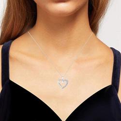 NATALIA DRAKE 1/4 Cttw Double Row Diamond Heart Necklace for Women in Rhodium Plated Sterling Silver (Color H-I/Clarity I1-I2)