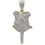 MoCa Jewelry Unisex Hip Hop Iced Out Bling Novelty Rose Flora Flower Pendant Necklace with 24 Inch Stainless Steel Rope Chain for Men Women