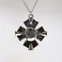 Medallion with Red Stone Medieval Renaissance Silver Finish Pendant Necklace