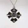 Medallion with Red Stone Medieval Renaissance Silver Finish Pendant Necklace Medallion with Red Stone Medieval Renaissance Silver Finish Pendant Necklace