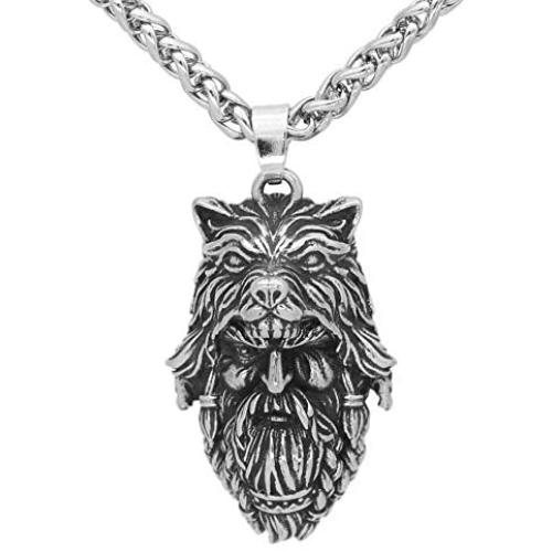 GuoShuang Nordic Viking Amulet Odin Amulet Stainless Steel Necklace with Valknut Rune Gift Bag