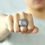 Trendsmax 316L Stainless Steel Signet Ring for Men Boys Carved Cross Crown Silver Tone Finger Ring Gothic Cool Size 8-13