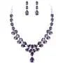 EleQueen Womens Bridal CZ Multi Teardrop Statement Necklaces Dangle Earrings Costume Jewerly Sets
