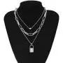 Krun Lock Necklace Y Pendant Simple Cute Heart Necklaces Long 3 Multilayer Chain Fashion Jewelry Women Girls Gift for Her