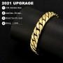 willtx Gold Cuban Link Chain Necklace or Bracelet for Men Boys Rapper Biker Hip Hop Jewelry Thick Curb Links with Design Box Clasp