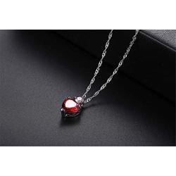 AILUOR White Gold Plated Simulated Ruby Crystal Heart Necklace and Stud Earrings Set - Queen of Hearts Pendant Jewelry Set Silver Chain January Birthstone Evie Red Heart Jewelry Gifts for Women