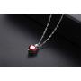 AILUOR White Gold Plated Simulated Ruby Crystal Heart Necklace and Stud Earrings Set - Queen of Hearts Pendant Jewelry Set Silver Chain January Birthstone Evie Red Heart Jewelry Gifts for Women