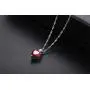 AILUOR White Gold Plated Simulated Ruby Crystal Heart Necklace and Stud Earrings Set - Queen of Hearts Pendant Jewelry Set Silver Chain January Birthstone Evie Red Heart Jewelry Gifts for Women