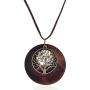 SIVITE Vintage Bronze Tree of Life with Wood Pendant Necklace Long Leather Chain Wooden Necklace for Women Girls