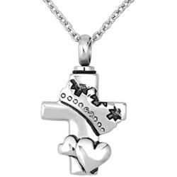 JewelryHouse Urn Cremation Ash Memorial Keepsake Cross Forever in My Heart Mom Stainless Steel Neckalce