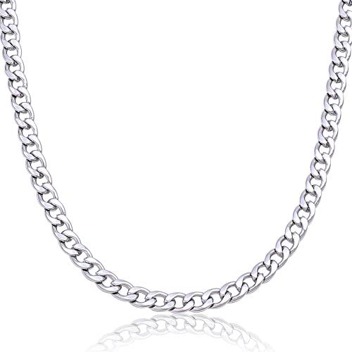 18-36'' Inch Mens Stainless Steel Solid Silver 6mm Cuban Curb Necklace Chain Link Jewelry