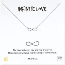 MUSTHAVE Infinite Love 18K Gold Plated Necklace with Message Card, Yellow and White Color, Anchor Chain, Best Gift Necklace, Size 16 inch + 2 inch Extender, Infinite Love Pendant, Gift Card