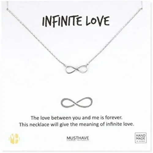 MUSTHAVE Infinite Love 18K Gold Plated Necklace with Message Card, Yellow and White Color, Anchor Chain, Best Gift Necklace, Size 16 inch + 2 inch Extender, Infinite Love Pendant, Gift Card MUSTHAVE Infinite Love 18K Gold Plated Necklace with Message Card, Yellow and White Color, Anchor Chain, Best Gift Necklace, Size 16 inch + 2 inch Extender, Infinite Love Pendant, Gift Card
