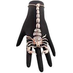 JOTW Rosegoldtone Scorpion Adjustable Finger Ring and Slave Hand Chain Bracelet One Size Fits All (F-348)