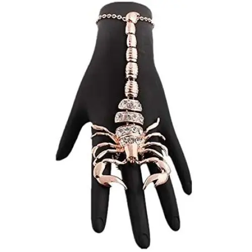 JOTW Rosegoldtone Scorpion Adjustable Finger Ring and Slave Hand Chain Bracelet One Size Fits All (F-348) JOTW Rosegoldtone Scorpion Adjustable Finger Ring and Slave Hand Chain Bracelet One Size Fits All (F-348)
