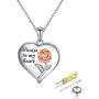FLYOW Cremation Jewelry 925 Sterling Silver Heart with Rose Memorial Urn Ashes Keepsake Cylinder Necklace Pendant Engraved Always in My Heart
