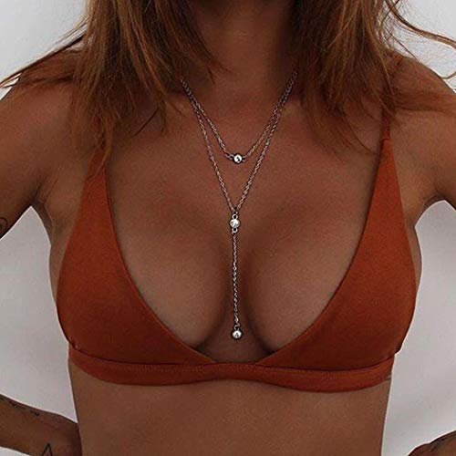 Jovono Multilayered Y-Necklaces Rhinestone Necklace Chain Jewelry for Women and Girls (Gold)
