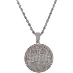 KMASAL Jewelry Hip Hop Iced Out Bat Pendant Gold Plated Lab Diamond Necklace with Rope Chain for Men Women