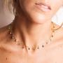 Gold Dainty Evil Eye Choker Necklace,14K Gold Plated Cute Tiny Dangle Disc Evil Eye Minimalist Choker Necklace for Women