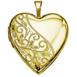 Pori Jewelers 14K Solid Yellow Gold Heart Locket Pendants- For Photos, Messages, sentimentals
