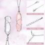Yaomiao 3 Pieces Crystal Necklaces, Quartz Pendant Energy Healing Crystal Necklace Natural Hexagonal Gemstone Pendant for Women Girls