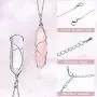 Yaomiao 3 Pieces Crystal Necklaces, Quartz Pendant Energy Healing Crystal Necklace Natural Hexagonal Gemstone Pendant for Women Girls
