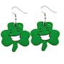 6 Pairs Funny Green Hat Faux Leather Earrings Irish Shamrock Dangle Earrings Green Clover Lightweight Earrings Set for Women Girls St. Patricks Day Party Jewelry Gift