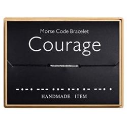 Courage Morse Code Bracelet Handmade Bead Adjustable String Bracelets Inspirational Jewelry for Women