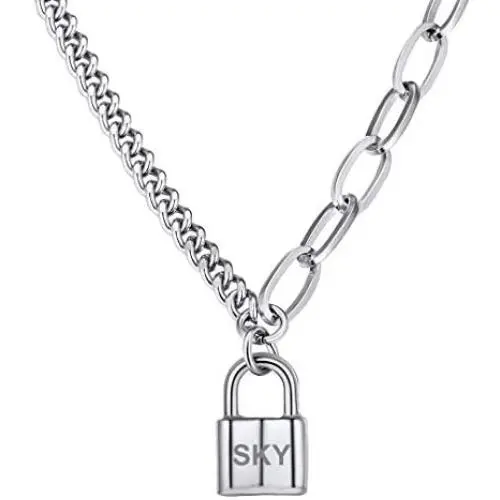 ChainsHouse Adjustable V Bar/Heart/Lock/Looped Bar/Looped Bar Simple Fashion Personalized Pendant Long Layered Y Chain Necklace for Women Girls, Fashion Jewelry, Custom Available, Send Gift Box