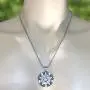 Wicca Jewelry Celtic Pentagram Pentacle Star AB Crystal Gem Wiccan Pagan Witch Magic Healing Protection Amulet Pewter Mens Womens Pendant Necklace Charm for Men Women Silver Ball Chain