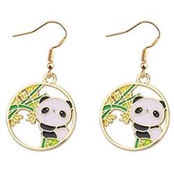 WSNANG Panda Earrings Panda Bear Eating Bamboo Leaf Dangle Earrings for Women Girls Panda Lover Gift
